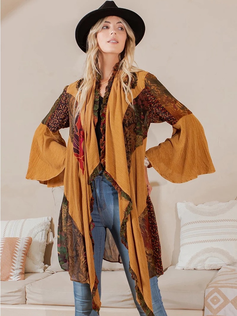 Young Threads Boho Rustic Patchwork Shrug Kimono NWT XL